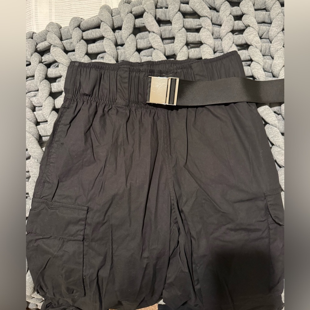 Vitality Black Cargo Pants with Belt